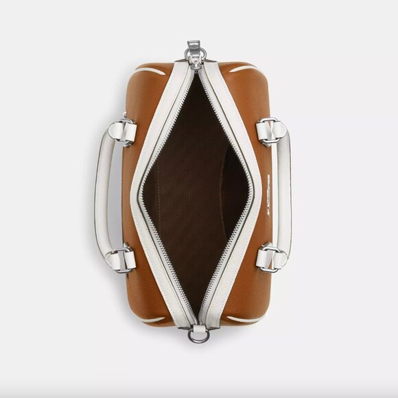 NWT COACH Rowan Satchel Bag In Colorblock - Novelty Leather/Silver/Light Saddle - Picture 5 of 16